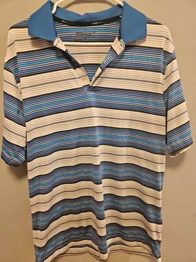 Nike Men's Dri-Fit Golf Tour Performance Polo Shirt Size M Blue Striped